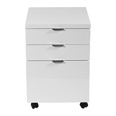 Gilbert File Cabinet in White Lacquer/Chrome