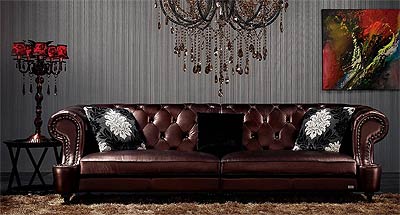 Sofa Set Leather Black VG029