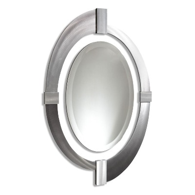 Intersections Oval Decorative Mirror-Silver Aluminum
