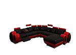 Gemma Modern Black and Red Sectional Sofa