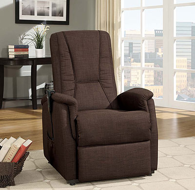 Dark Brown Fabric Power Lift Chair