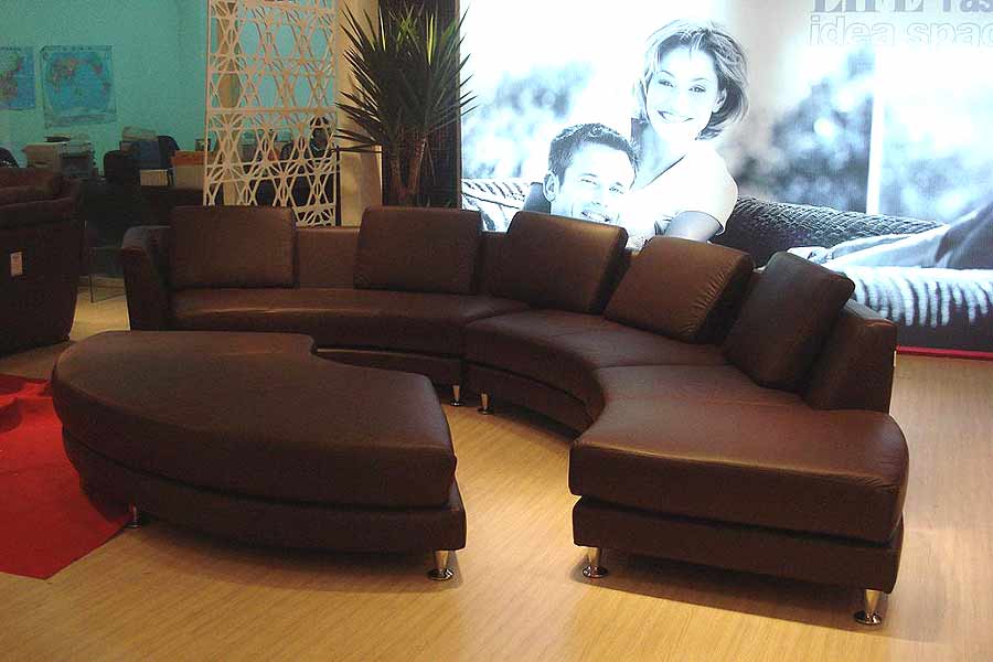 Round shop leather couch