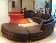 Roller Espresso leather sectional Round sofa