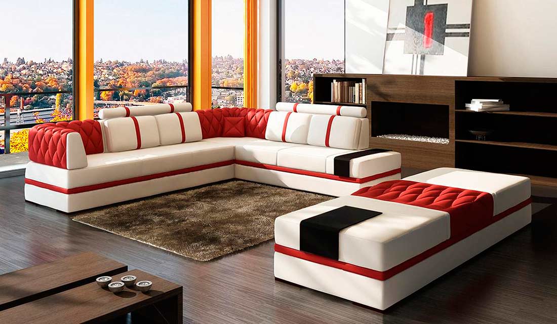 Sofa Sectional Red White Custom 012 B 