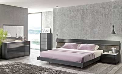 Grey Lacquer Natural wood Bed SJ Barto