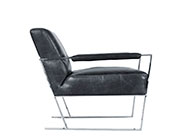 Charcoal Leather Lounge Chair by Moroni
