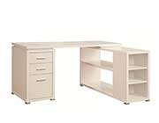 White L-Shape Desk with Silver Hardware CO 516