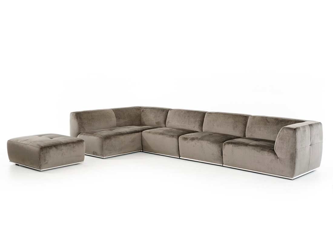 Odern Grey Fabric Sectional Sofa Vg389 B1 