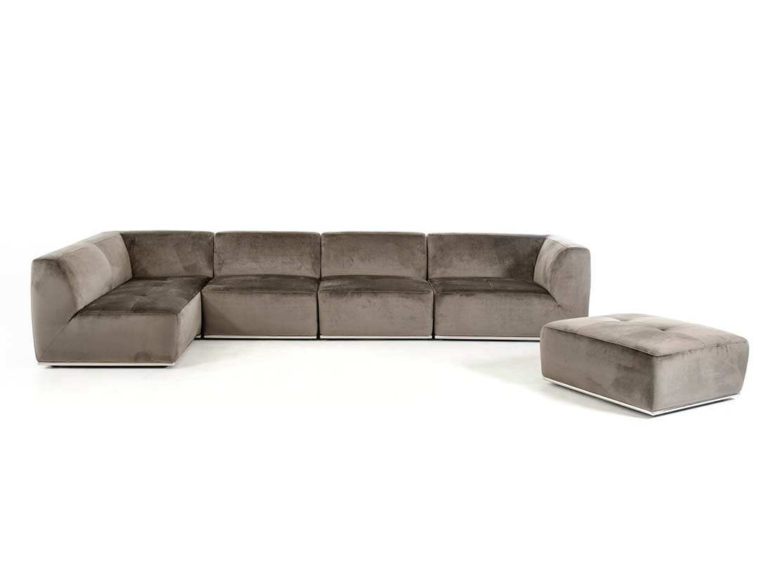 Odern Grey Fabric Sectional Sofa Vg389 B3 