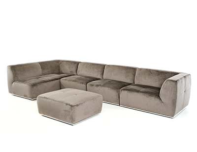 Contemporary Grey Fabric Sectional sofa VG389