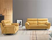 Modern Sofa Collection in Yellow Top Grain Leather