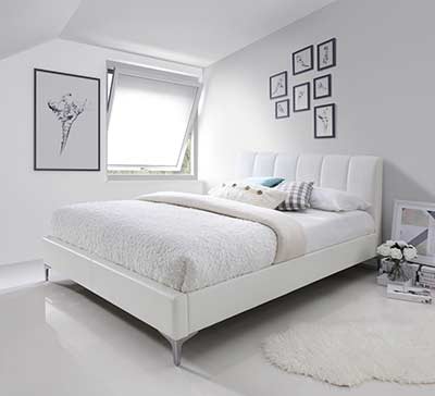White eco pelle Bed NJ Leanna