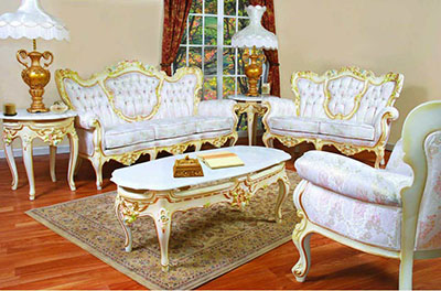 French Provincial Sofa 6331 W-Gold Finish