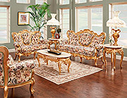 French Provincial Sofa 6331 W-Gold Finish