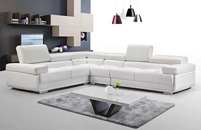 White Leather sectional sofa EF 119