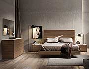 Walnut Bed with Light Grey Lacquer NJ Fidelia