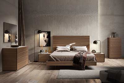 Walnut Bed with Light Grey Lacquer NJ Fidelia