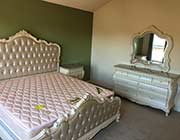 Rose Gold Pearl White Panel Bed AC Charmain
