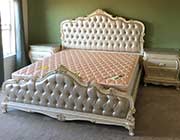 Rose Gold Pearl White Panel Bed AC Charmain