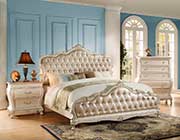 Rose Gold Pearl White Panel Bed AC Charmain