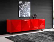 Modern Red Buffet Tempered Glass Top ST 439