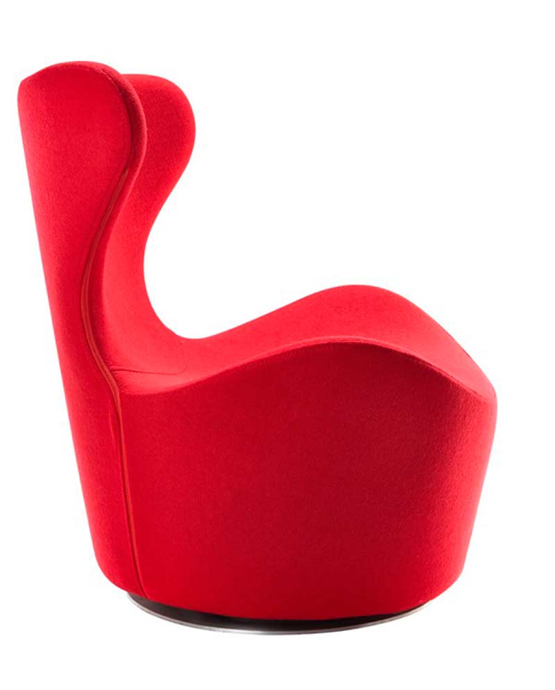 Modern Accent Chair Red Fabric Chrome Swivel Base Vg 068 1 