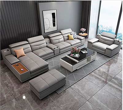 Convertible Sectional sofa in Gray EF 08