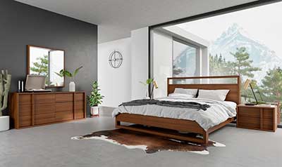 Walnut Modern Bed VG 856