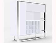 Modern White & Stainless Steel Wine Cabinet