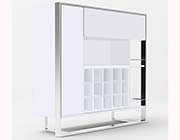 Modern White & Stainless Steel Wine Cabinet