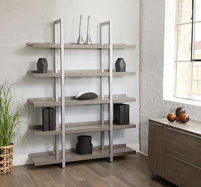 Open Gray Tall Bookcase by Unique Furniture