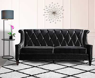Black Velvet Tufted Sofa AL Bastian