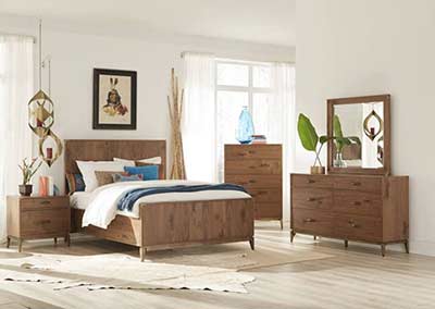 Modern Bed in Walnut Finish MS 816