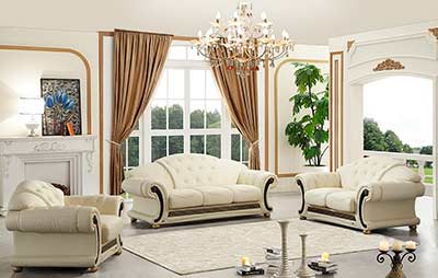 Ivory Leather sofa EF Alberta