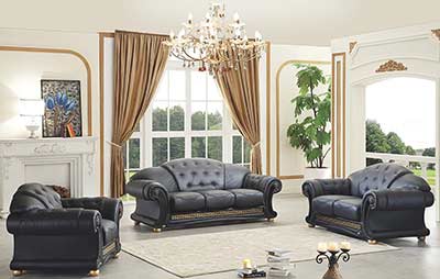 Black Leather sofa EF Alberta