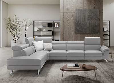 Gray Leather Sectional Sofa EF Drake