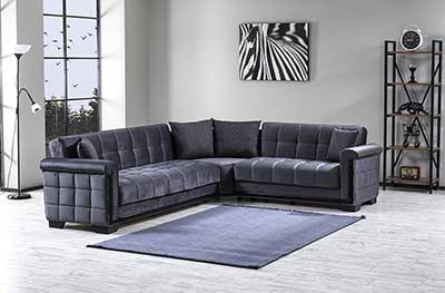 Sectional Sofa Bed Goldy in Fume Gray