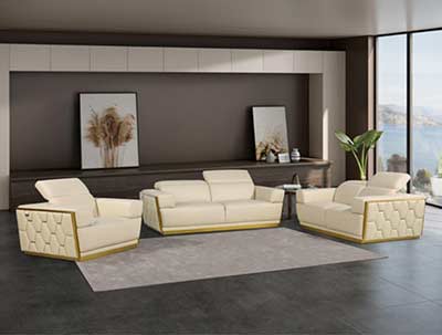 Beige Leather Sofa Set GL 111