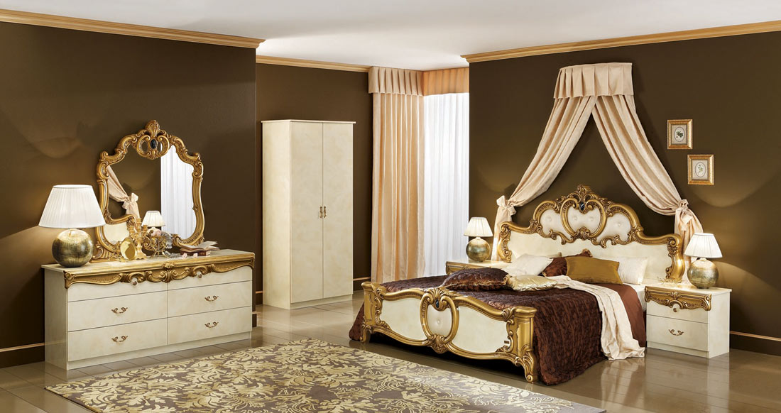 Bedroom Furniture >> Classic Bedroom >> Biaggio Ivory-Gold bedroom ...