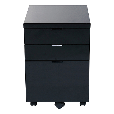 Gilbert File Cabinet in Black Lacquer/Chrome