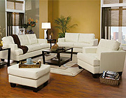 Cream Leather Sofa Set West