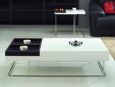 Lacquer coffee table with leather removable tray CR9500