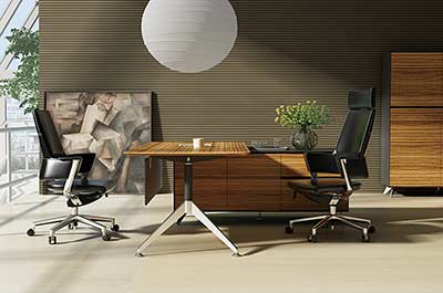 Unique Furniture 400 Collection Zebrano Desk 481 with Right Return Cabinet