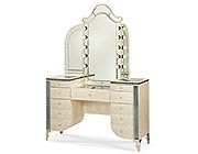 Hollywood Swank Upholstered Vanity and Mirror by AICO