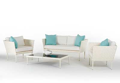 White Wicker Sofa Set VG492