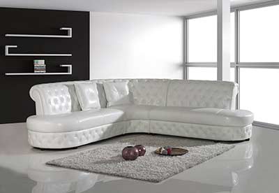 Modern White Leather Sectional Sofa VG818