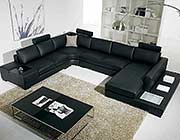 T35 Black Leather Sectional Sofa