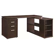 Cappuccino L-Shape Desk with Silver Hardware CO 517