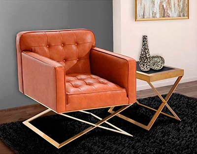 Brown Leatherette Accent Chair ArL Hilton