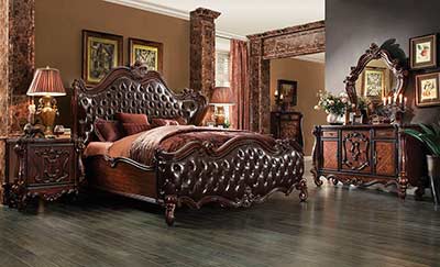 Dark Brown PU Cherry Oak Bed AC Chateau